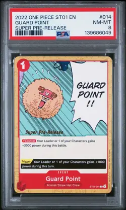 2022 ONE PIECE 014 GUARD POINT SUPER PRE RELEASE PSA 8 NEAR MINT - Image 1