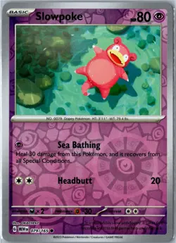 Pokemon Card - Slowpoke 079/165 151 Common Reverse Holo Near Mint - Image 1