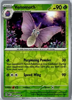 Pokemon Card - Venomoth 049/165 151 Uncommon Reverse Holo Near Mint - Image 1