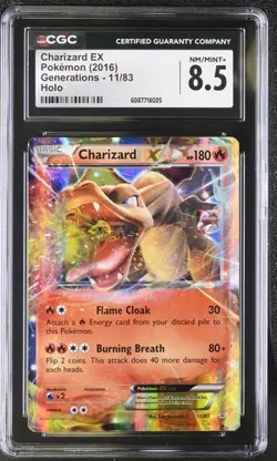 SEQUENTIAL CGC 8.5 BLASTOISE EX 17 CHARIZARD EX 11 GENERATIONS HOLO POKEMON - Image 4