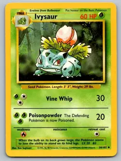 Ivysaur 30/102 Uncommon Base Set Unlimited Pokemon Lightly Played - Image 1