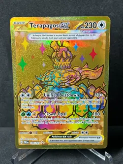 Pokemon Terapagos EX 180/131 Hyper Rare Gold HoloPrismatic Evolutions Near Mint - Image 1
