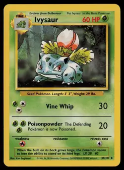 Ivysaur 30/102 Pokemon Base Set Unlimited Uncommon Near Mint - Image 1