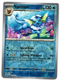 Pokemon TCG Vaporeon 022/131 Sv: Prismatic Evolutions Reverse Holo VLP - Image 1