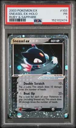 2003 POKEMON EX RUBY & SAPPHIRE #103 SNEASEL EX-HOLO PSA 1 - Image 1