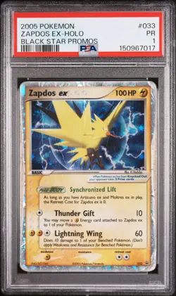 2005 POKEMON BLACK STAR PROMOS #033 ZAPDOS EX-HOLO PSA 1 - Image 1