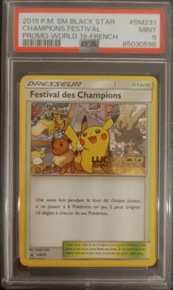 PSA 9 French Champions Festival World Championships 2019 Pokemon Promo SM231 - Image 1