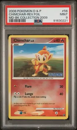 Pokemon Chimchar PSA 9 Reverse Holo 56/100 Burger King Platinum Stamp Promo - Image 1