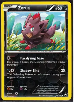 2012 POKEMON ZORUA 70/108 DARK EXPLORERS - REVERSE HOLO- COMMON- NM/LP - Image 1