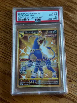 *PSA 10* Pokemon Houndoom 179/163 Gold Secret Sword & Shield Battle Styles - Image 1