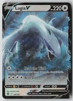 Lugia V 138/195 Holo V Rare Silver Tempest Pokemon NM - Image 1