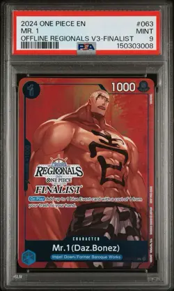 2024 Mr. 1 (Daz. Bonez) OP02-063 - ONE PIECE ONLINE REGIONALS FINALIST PSA 9 💎 - Image 1