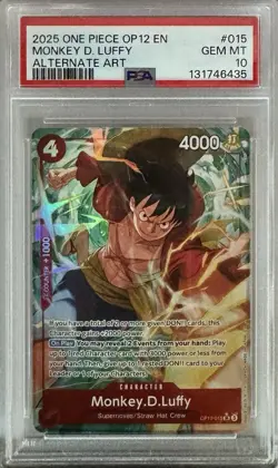 2025 One Piece Monkey D Luffy OP12-015 Alt Art PSA 10 English Alternate Gem Mint - Image 1