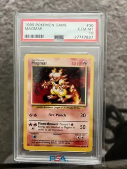 1999 Pokemon Magmar #36 Base Set 4th Edition PSA 10 - Image 1