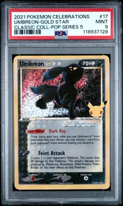 PSA 9 Umbreon Gold Star #17 2021 Pokemon Celebrations Classic Coll. MINT - Image 1