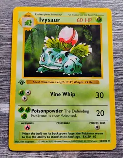 Pokemon TCG Ivysaur 030/102 1st Edition Base Set (Shadowless) MP - Image 1