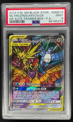 Pokemon S&M Black Star Promos Moltres Zapdos Articuno Tag Team PSA 9 Mint #SM210 - Image 1