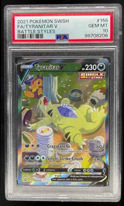 2021 Pokemon SW&SH Battle Styles Tyranitar V Full Art PSA 10 Gem Mint #155/163 - Image 1