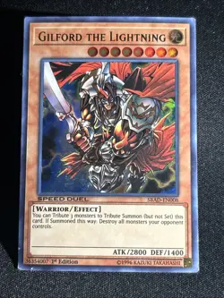 YUGIOH • GILFORD THE LIGHTNING • ULTRA RARE • SBAD-EN008 • 1st EDITION • - Image 1