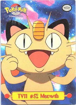 Meowth Topps Pokemon TV 11 #52 Animation Edition Series 1 NM - Image 1