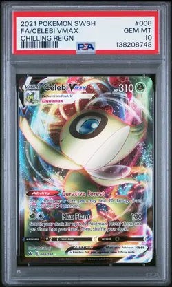 2021 POKEMON SWORD & SHIELD CHILLING REIGN #008 FULL ART/CELEBI VMAX PSA 10 - Image 1