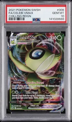 2021 POKEMON SWORD & SHIELD CHILLING REIGN #008 FULL ART/CELEBI VMAX PSA 10 - Image 1