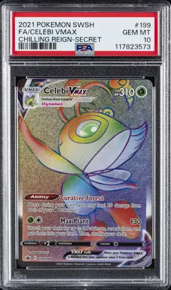 2021 POKEMON SWORD & SHIELD CHILLING REIGN SECRET FULL ART/CELEBI VMAX PSA 10 - Image 1
