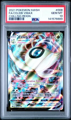 2021 POKEMON SWORD & SHIELD CHILLING REIGN #008 FULL ART/CELEBI VMAX PSA 10 - Image 1