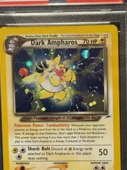 2002 Pokemon Neo Destiny Dark Ampharos Holo Rare PSA 8 NM/MINT - Image 2