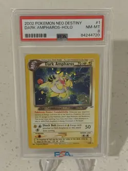 2002 Pokemon Neo Destiny Dark Ampharos Holo Rare PSA 8 NM/MINT - Image 5