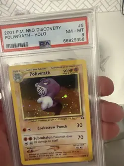 2001 Pokemon Neo Discovery Poliwrath Holo Rare PSA 8 NM/MINT SWIRL - Image 2