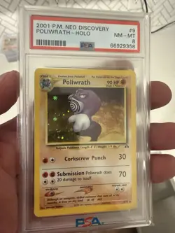 2001 Pokemon Neo Discovery Poliwrath Holo Rare PSA 8 NM/MINT SWIRL - Image 3