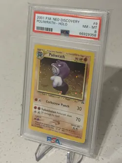 2001 Pokemon Neo Discovery Poliwrath Holo Rare PSA 8 NM/MINT SWIRL - Image 5