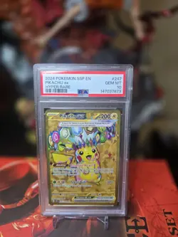 Pokemon Surging Sparks Pikachu EX 247/191 Gold Hyper Rare Full Art Holo PSA 10 - Image 1