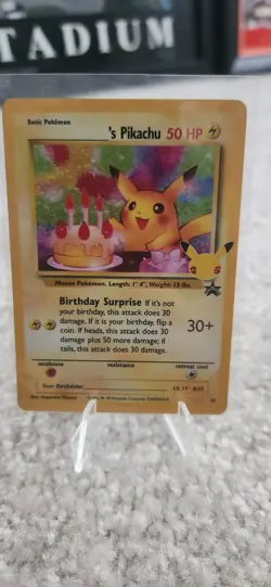 Pokemon Pikachu TCG Holo Rare Birthday Celebrations Card #24 NM/Mint Condition - Image 1