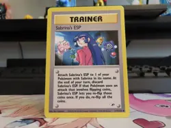 Sabrina's ESP Gym Heroes LP Pokemon Card WOTC Vintage Trainer Psychic - Image 1