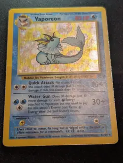 Vaporeon 12/64 Jungle Holo WoTC Pokemon Card - HP - Image 1