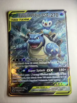 Blastoise & Piplup GX Tag Holo ART, Full Art , This Is Not A Pokemon Game Card - Image 1
