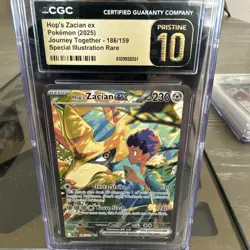 Pokemon TCG Hop's Zacian EX Card 186/159 Journey Together Sir PRESTINE 10 🔥 - Image 1