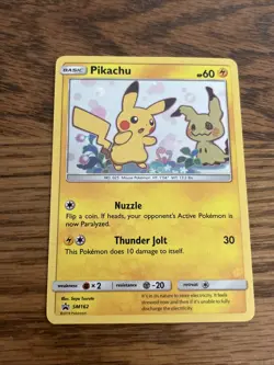 Pikachu SM162 Sun & Moon Promo Holo Rare Pokemon Card - NM - Pikachu & Mimikyu - Image 1