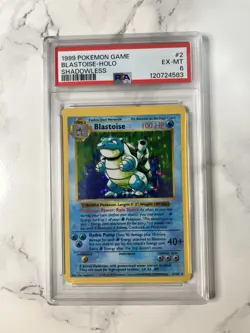 1999 Pokemon TCG Base Set Shadowless Blastoise Holo Rare Card 2/102 - PSA 6 - Image 1
