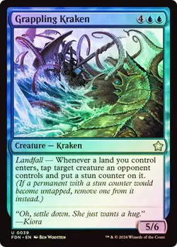 NM Foil Grappling Kraken, MTG, Foundations, Magic the Gathering, 39 - Image 1
