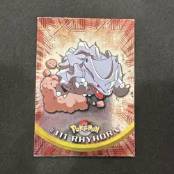 Topps Pokemon Card TV Series 2 Chrome Foil Blue Logo 1st Edition #111 Rhyhorn MP - Image 1