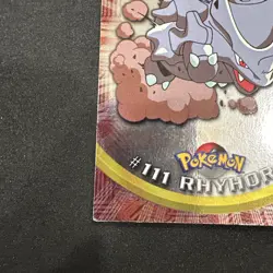 Topps Pokemon Card TV Series 2 Chrome Foil Blue Logo 1st Edition #111 Rhyhorn MP - Image 2