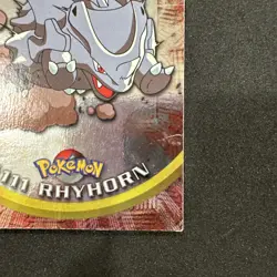 Topps Pokemon Card TV Series 2 Chrome Foil Blue Logo 1st Edition #111 Rhyhorn MP - Image 3