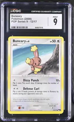 CGC 9 MINT Buneary 2009 POP Series 9 12/17 Pokemon Card - Image 1