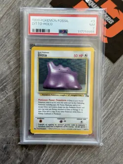 1999 POKEMON FOSSIL #3 DITTO-HOLO PSA 7 - Image 1