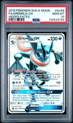 2019 GRENINJA GX HIDDEN FATES SV56 psa 10 POKEMON SUN & MOON HIDDEN FATES #SV56 - Image 1