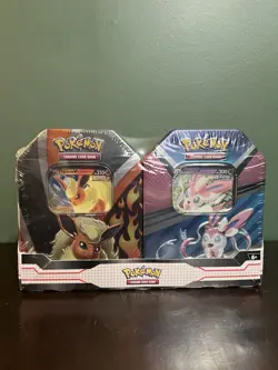 Pokemon V Heroes Tin [Flareon V & Sylveon V] (Eevee Evolutions) case of 2 - Image 1