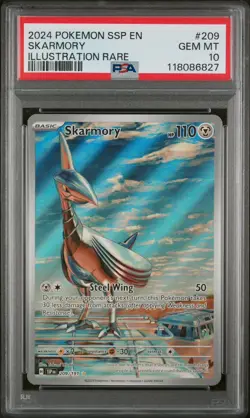 PSA 10 2024 Pokemon Ssp En-Surging Sparks 209/191 Skarmory Illustration Rare - Image 1
